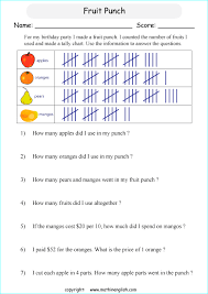 Fruit Punch Tally Chart Printable Grade 3 Math Worksheet