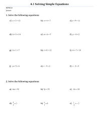 4 1 solve simple equations worksheet