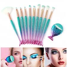 11pcs mermaid makeup brushes set