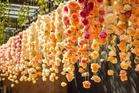 wedding decoration with flowers hanging