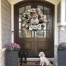 40cm Dog Door Sign Wreath Rustic