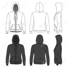 Womens Hoodie With Zipper In Front Back And Side Views Blank