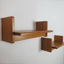 modernist oak wall shelves 1960s set