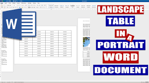 how to put a landscape table in word