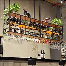 ceiling hanging wine rack for bar