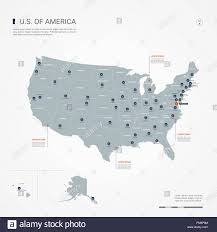 United States Of America Usa Map With Borders Cities Capital And