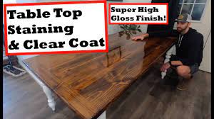 Table Top Stain & Clear Coat: Espresso Stain & Gloss Polyurethane  (Farmhouse Table series 4 of 5) - YouTube