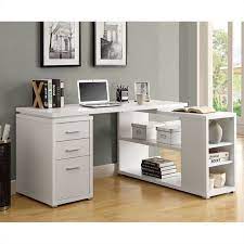 monarch l shaped computer desk in white
