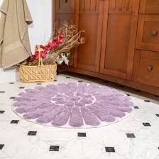 aqua round washable bath rug set
