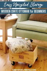 wooden crate storage stool ottoman
