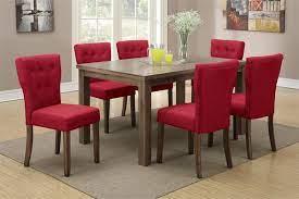 Double duty your modern dining chairs will likely act as additional seating all over your house. Modern 7pc Dining Set Dark Red Poundex Hot Sectionals