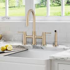 double handle bridge kitchen faucet