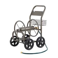 steel gray garden hose reel cart