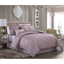 6 Piece Pink Jacquard Comforter Set