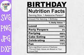 free birthday nutrition facts label