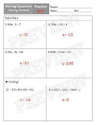 Solving Equations Clearing Decimals