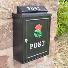 Red Rose Wall Mounted Post Box Wall