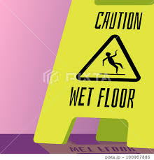 caution wet floor plastic sign on color