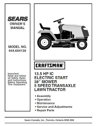 Craftsman Tractor Parts Manual 944 604130