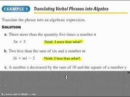 Translating Sentences Into Algebraic