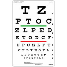 One Sided Snellen Eye Test Chart 6m