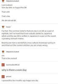 Happy National Vore Day Everyone, I won't mourn this world when it ends :  r/tumblr