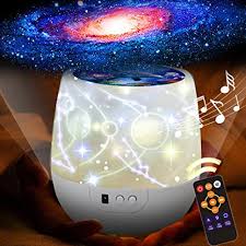 Amazon Com Kistra Remote Star Projector Night Light For Kids Room 6 Films Infant Sleep Sound Machine 360 Rotating Led Starry Sky Nightlight Music Player 18 Songs Timer Table Lamp Best Gifts Xgu 002 Home