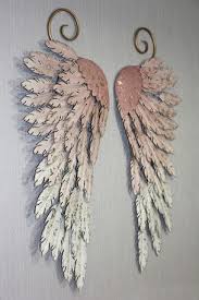 metallic pink angel wings wall art