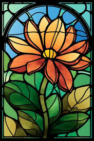 A Stained Glass Window With A Flower In