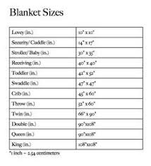 Blanket Sizes Chart Crochet Patterns Baby Blanket