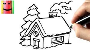 comment dessiner une maison en hiver