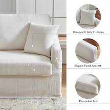Wilfried 80 7 In Modern Slipcovered Sofa With Removable Seat And Back Cushions White