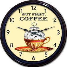 Coffee Clock Coffee Mug Caffeine Wall