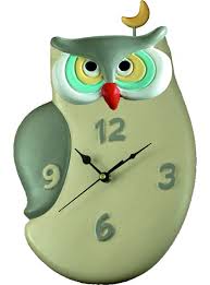 Hand Painted Ceramic Owl Clock
