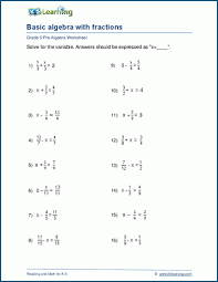 Basic Algebra With Fractions And