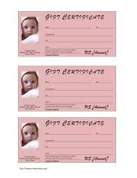 It can be printed in black and white very quickly. Baby Gift Certificate Template