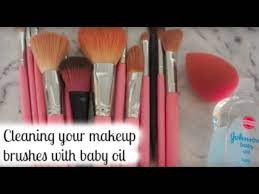 clean makeup brushes with baby oil