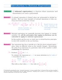 Introduction To Rational Expressions