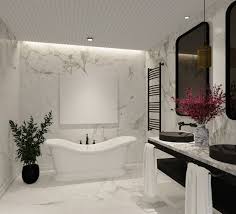 Luxury Bathroom Design With Marble Wall