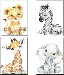 Baby Watercolor Animals Wall Art Prints