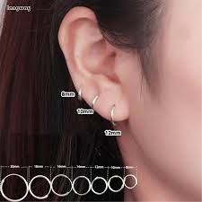 Us 1 77 31 Off Multiple Sizes 925 Sterling Silver Simple Ear Bone Hoop Earrings Bold Normal Thin Hoop Earrings Mini Round Circle Earrings Hoops In