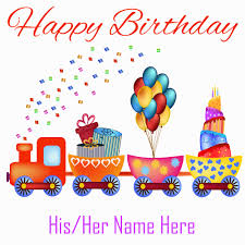 happy birthday card with cartoon train