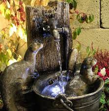 Playing Otter Solar Water Feature The
