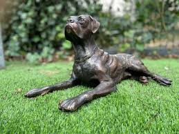 Bronze Dog Boxer Interior Garden Statue