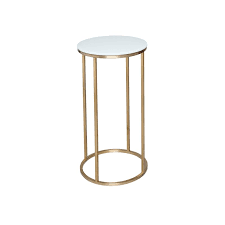 Ambrette White Round Side Table With