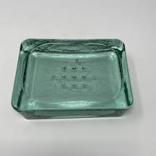Recycled Green Glass Soap Dish Vtg