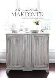 whitewashed cabinet makeover