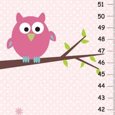 Personalized Growth Chart Owl On Tree Pink Background