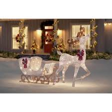 Adding decorations to the outside of the home gives people the opportunity to use their creativity and imagination. Home Accents Holiday 5 Ft Polar Wishes Motion Led Reindeer With Sleigh Ty407 408 1911 The Home Depot