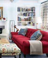 red couch living room design ideas